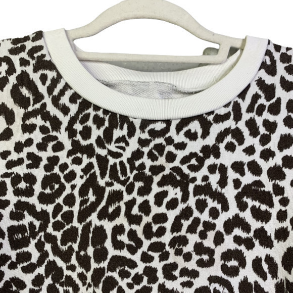 J. CREW Black & White Animal Print Fleece‎ Pullover Sweatshirt - Picture 2 of 7